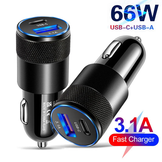 66W USB Car Charger Type C
